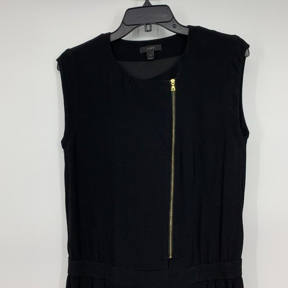 J.Crew Jumpsuit Black Asymmetrical Zip Sleeveless Crepe Jogger - Picture 5 of 14